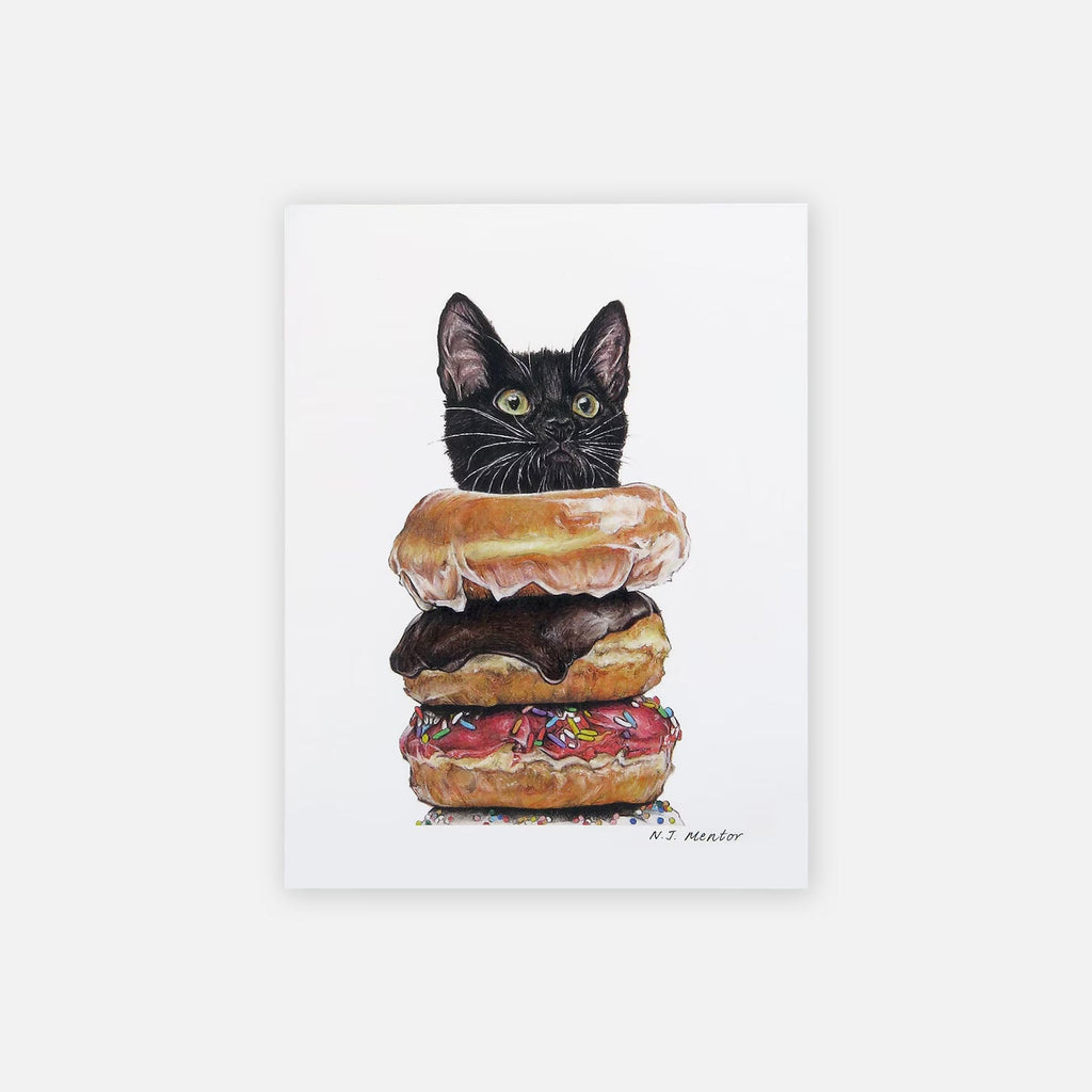 Mini Cat Art Print - Donut Cat - Natalie Mentor