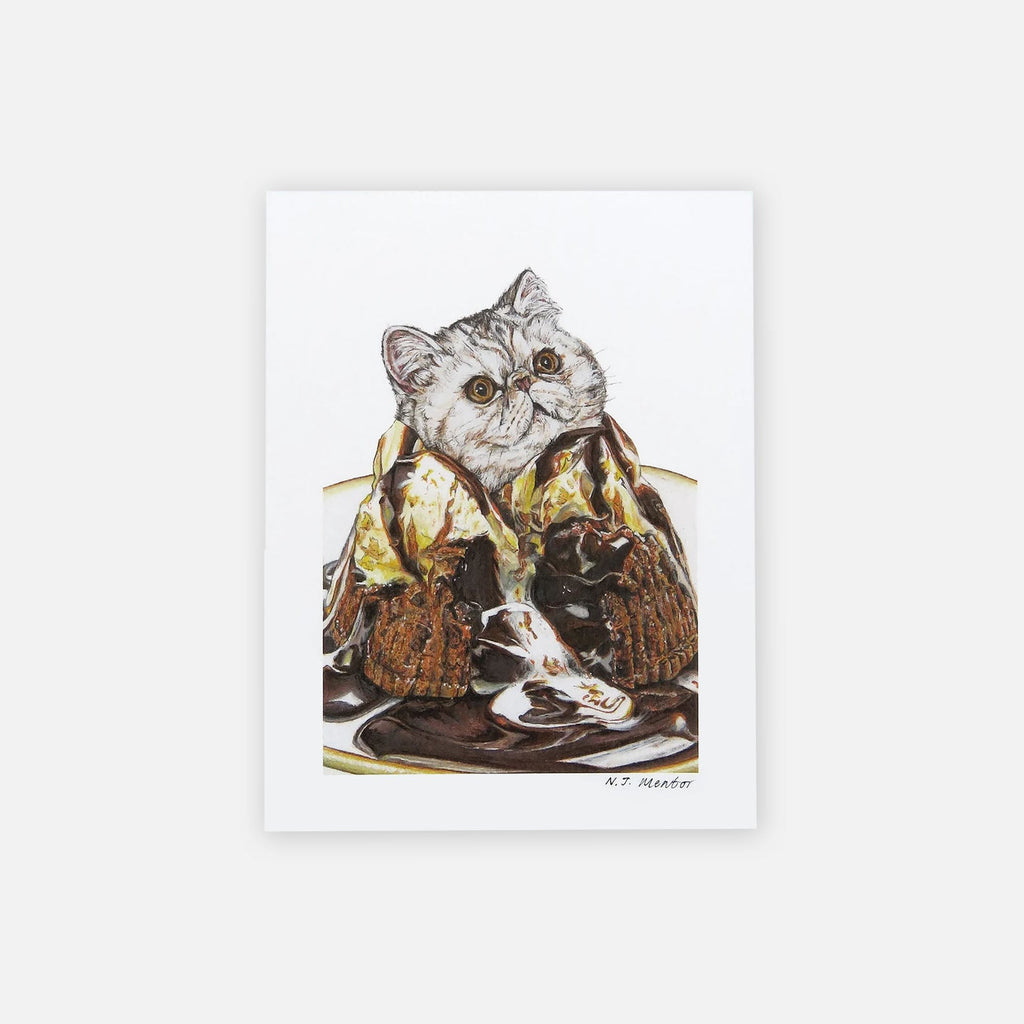 Mini Cat Art Print - Exotic Lava Cake - Natalie Mentor