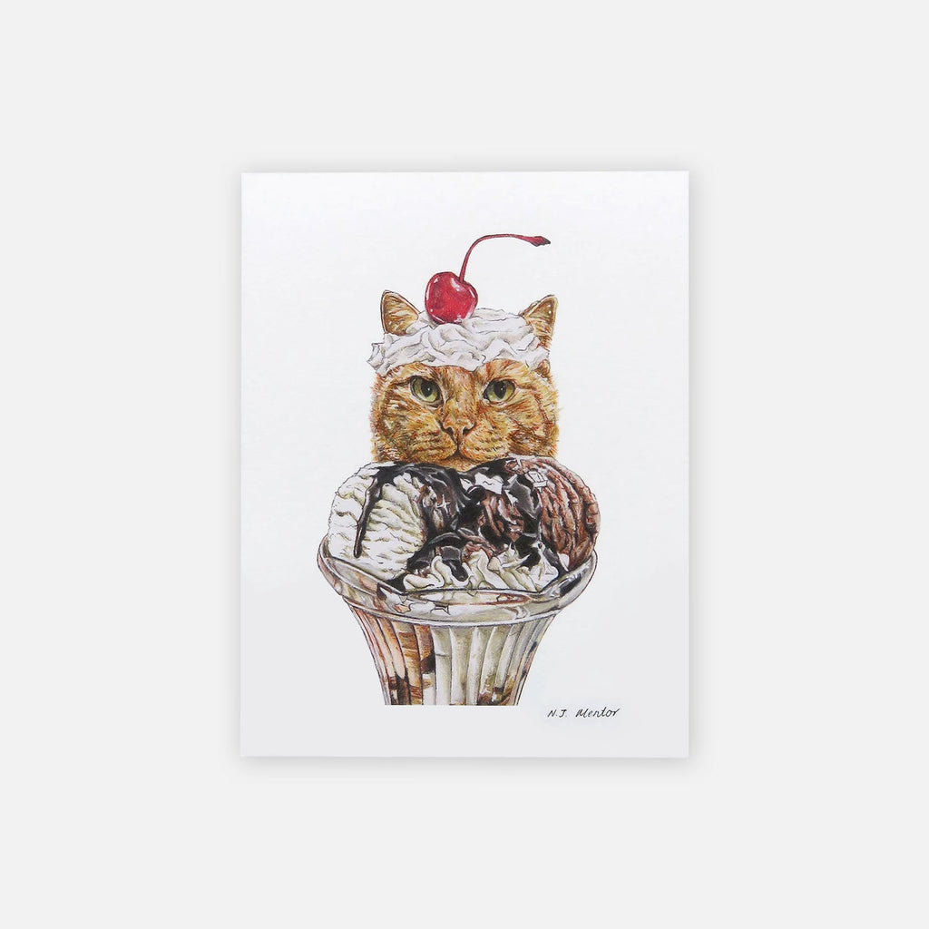 Mini Cat Art Print - Ginger Sundae - Natalie Mentor