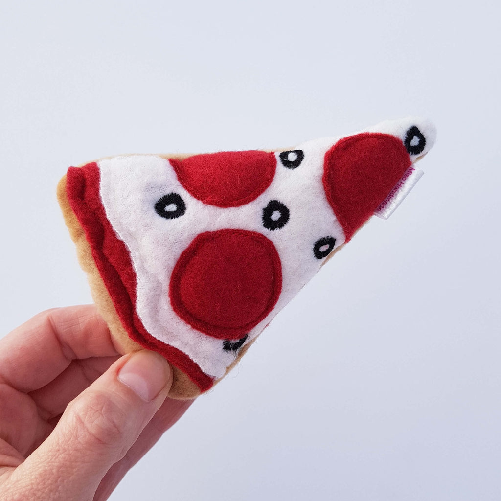 Organic Catnip Toy - Crispy Felt Pizza - Miso Handmade