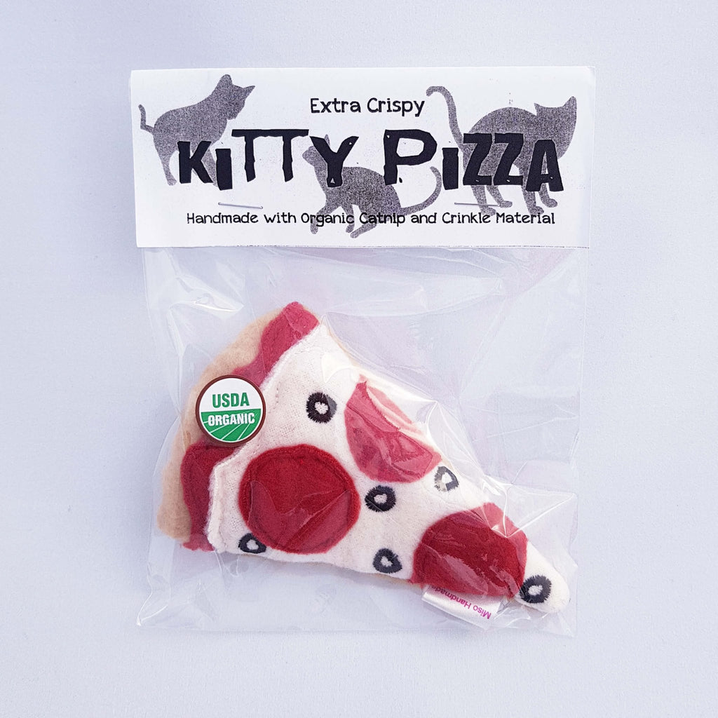 Organic Catnip Toy - Crispy Felt Pizza - Miso Handmade