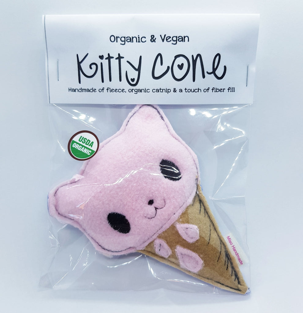 Organic Catnip Toy - Felt Kitty Cone - Miso Handmade